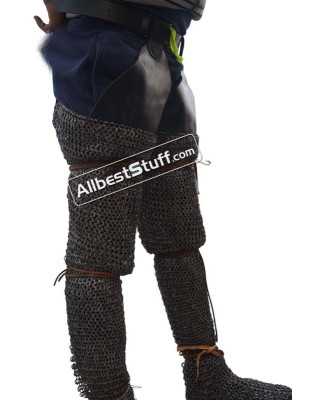 Titanium Chain Mail Legging Flat Ring integrated Leather Shoe